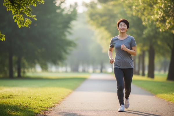 Person jogging outdoors doing cardiovascular conditioning at an easy Zone 2 pace