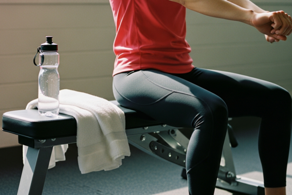 Athlete resting on a gym bench showing recovery and deloading between workouts