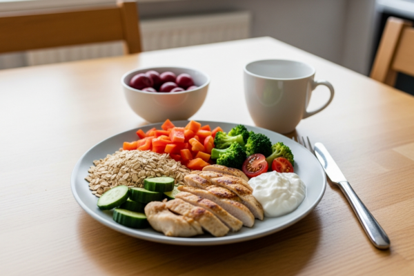 Balanced meal showing foods that support satiety and weight management